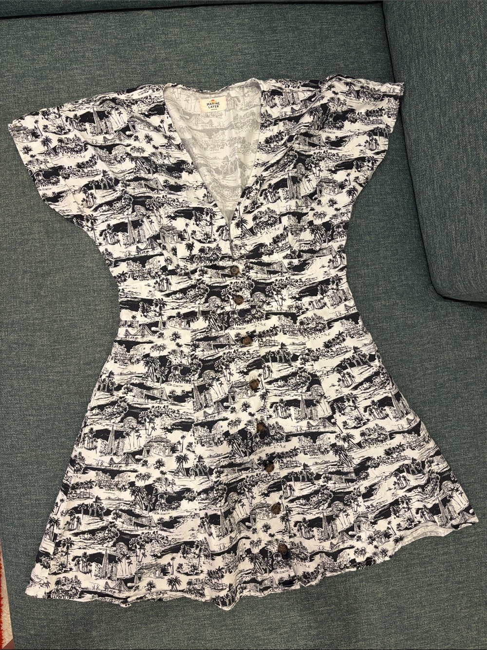 Black & White Marine Layer Printed Button-Front Dress